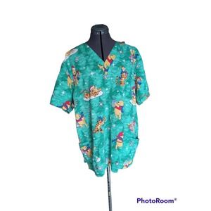 Disney Winnie the Pooh and Tigger teal scrub, 2EX